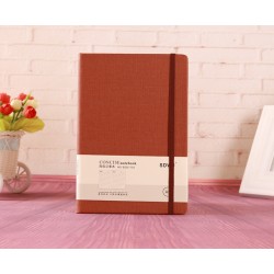 A5 Moleskine-like hard-cover business grid notebook with elastic band.