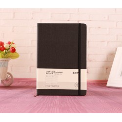 A5 Moleskine-like hard-cover business grid notebook with elastic band.