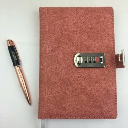 Creative stationery with lock, retro notebook, student diary, password notebook