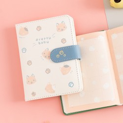 Cute girly gold-stamped cat PU leather magnetic closure notebook Student notebooks with multiple inner pages (64K)