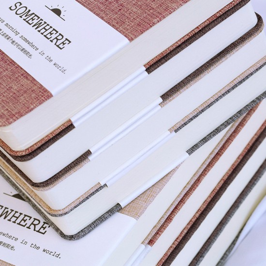 Linen binding, cloth-mounted notebook, multi-color notebook, simple Japanese-style blank dot grid daily planner Linen binding, cloth-mounted notebook, multi-color notebook, simple Japanese-style blank dot grid daily planner