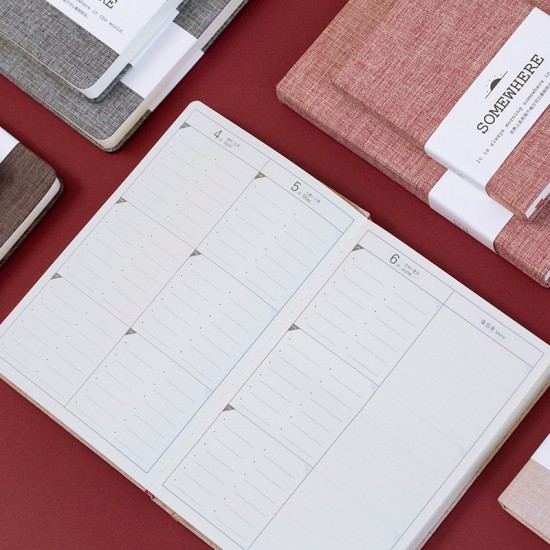 Linen binding, cloth-mounted notebook, multi-color notebook, simple Japanese-style blank dot grid daily planner Linen binding, cloth-mounted notebook, multi-color notebook, simple Japanese-style blank dot grid daily planner