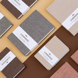 Linen binding, cloth-mounted notebook, multi-color notebook, simple Japanese-style blank dot grid daily planner