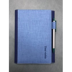A5 Moleskine-like hard-cover business grid notebook with elastic band.
