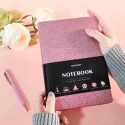 Glittery girly glossy notebooks with exquisite artistic straps and creative personalization
