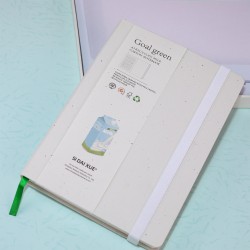 Coffee grounds biodegradable leather notebook, eco-friendly FSC inner pages, cup gift set with diary.