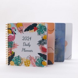 Factory-produced, mass-produced A5 hardcover, grooved, and mounted notebooks, cloth-bound, and veneered, with gold-stamped logos.
