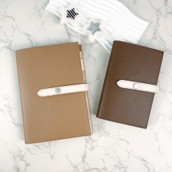 A5 business fashion patchwork loose-leaf notebook with 6-hole metal binder and ivory white inner pages, custom factory-made writing paper.