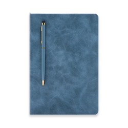 Factory-made A5 notebook set with pen and mounting, pure white offset paper, inner pages with customizable logos and magnetic attachments.