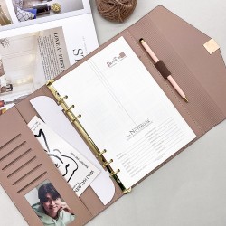 Shanghai notebook factory custom tri-fold stylish loose-leaf notebooks, imitation New leather gift meeting notebooks, customizable.