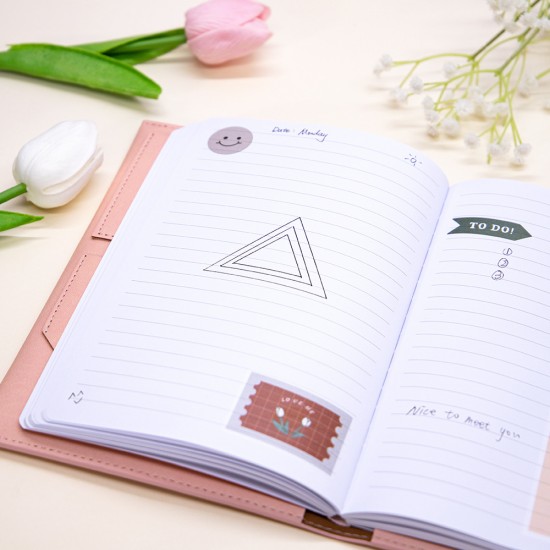 Tri-fold leather business notebook with stylish bag and custom logo printed on white inner pages Tri-fold leather business notebook with stylish bag and custom logo printed on white inner pages