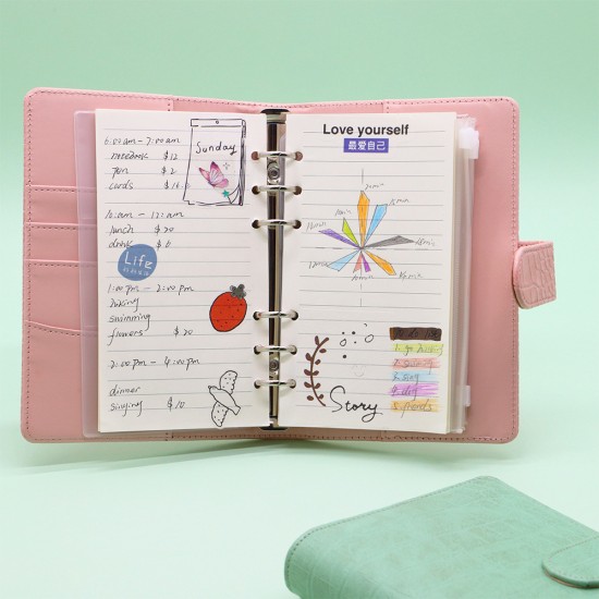 7-inch crocodile-print loose-leaf notebook in macaron color, custom factory logo. 7-inch crocodile-print loose-leaf notebook in macaron color, custom factory logo.