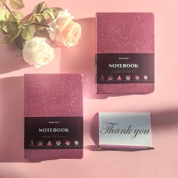 Glittery girly glossy notebooks with exquisite artistic straps and creative personalization