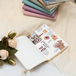 Portable mini pocket notebook A6 notebook with gold-stamped logo.
