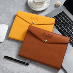 Tri-fold envelope-style A5 soft-cover business notebook, simple notepad with printed corporate logo