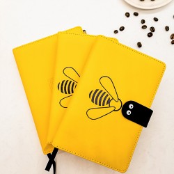 Customized Little Bee notebook with skin-feel material and digitally printed patterns, a girly, portable, and lined grid notebook