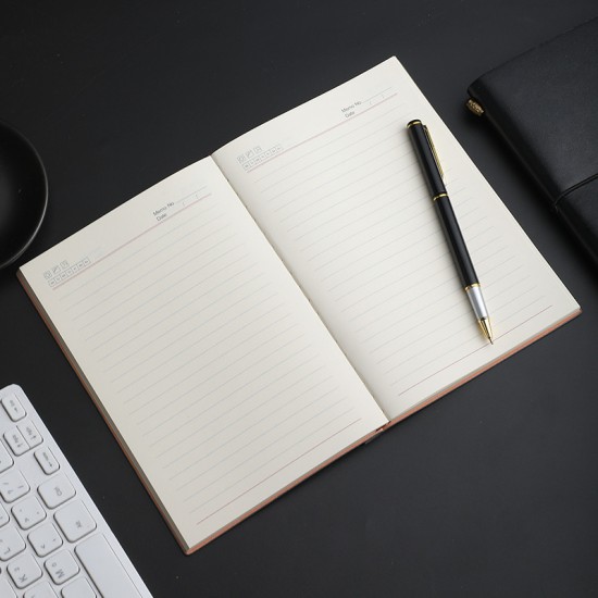 Soft-covered PU leather business notebook with pen holder, imitation leather meeting notepad, logo-compatible. Soft-covered PU leather business notebook with pen holder, imitation leather meeting notepad, logo-compatible.