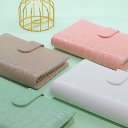 7-inch crocodile-print loose-leaf notebook in macaron color, custom factory logo.
