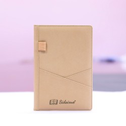 A5 classic hardcover mounted notebook with storage bag, elastic band, and multi-color customizable logo