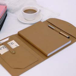 Creative, natural, eco-friendly cork notebook, custom business set with creative natural cork patchwork diary.