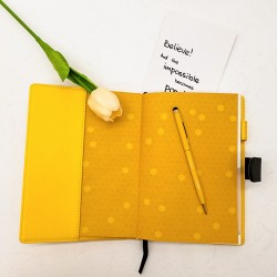 Customized Little Bee notebook with skin-feel material and digitally printed patterns, a girly, portable, and lined grid notebook
