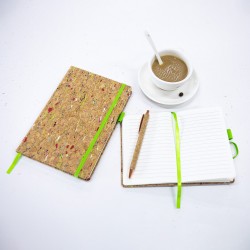 32K cork grain, eco-friendly material, acid-free paper, silk-screen logo on interior pages, custom meeting record notebook