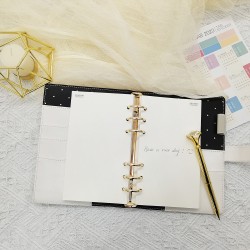 2022 source A6 loose-leaf notebooks, high-quality polka-dot textured PU notebooks with gold clips.