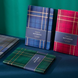 Notebook with a retro, preppy style, A5 thickened student notebook with simple hardcover and lined pages