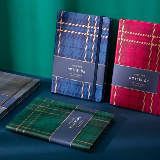 Notebook with a retro, preppy style, A5 thickened student notebook with simple hardcover and lined pages Notebook with a retro, preppy style, A5 thickened student notebook with simple hardcover and lined pages