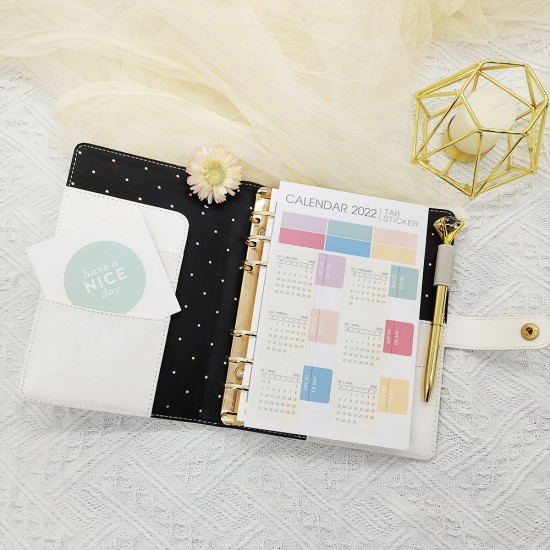 2022 source A6 loose-leaf notebooks, high-quality polka-dot textured PU notebooks with gold clips. 2022 source A6 loose-leaf notebooks, high-quality polka-dot textured PU notebooks with gold clips.