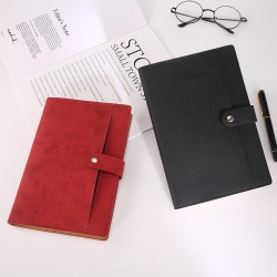 Business gift box notebook set, multifunctional, logo-emblazoned, imitation leather, cotton, linen, metal clasp notepad
