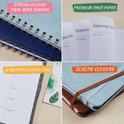 Agenda notebook, weekly planner, English version, PU leather cover