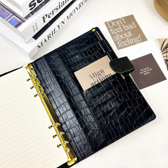 2025 new Amazon best-selling notebook, crocodile-grain PU leather loose-leaf notebook with pen loop and business card pocket 2025 new Amazon best-selling notebook, crocodile-grain PU leather loose-leaf notebook with pen loop and business card pocket