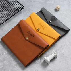 Tri-fold envelope-style A5 soft-cover business notebook, simple notepad with printed corporate logo