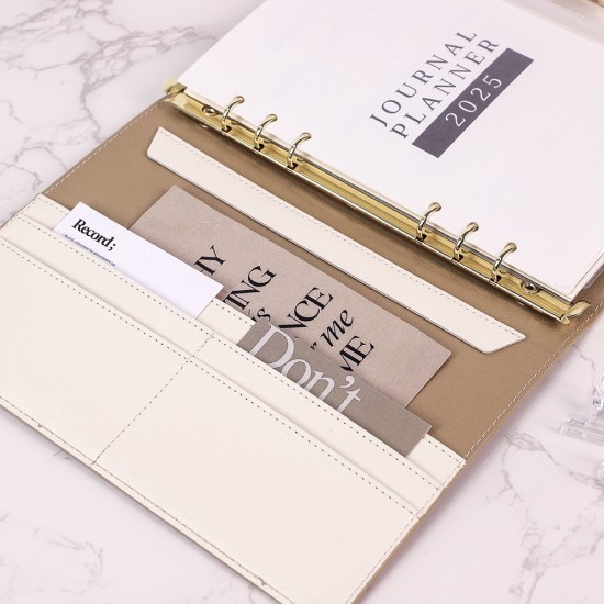 A5 business fashion patchwork loose-leaf notebook with 6-hole metal binder and ivory white inner pages, custom factory-made writing paper. A5 business fashion patchwork loose-leaf notebook with 6-hole metal binder and ivory white inner pages, custom factory-made writing paper.