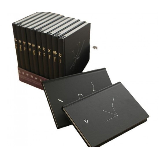 Tangge's new creative 32K constellation-textured leather notebook, student diary, office notebook, black cardboard. Tangge's new creative 32K constellation-textured leather notebook, student diary, office notebook, black cardboard.