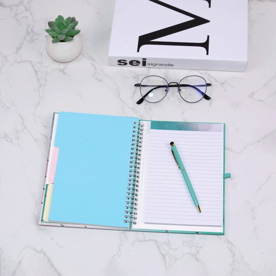 A5 spiral-bound notebook with gold double-ringed paper cover, printed envelope, and storage bag. A5 spiral-bound notebook with gold double-ringed paper cover, printed envelope, and storage bag.