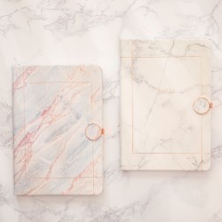 Marble-printed notebook with metal magnetic clasp, leather-bound notebook, creative and simple gift for office diaries