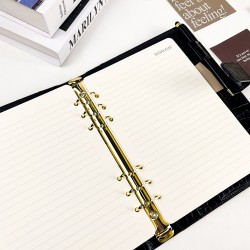 2025 new Amazon best-selling notebook, crocodile-grain PU leather loose-leaf notebook with pen loop and business card pocket
