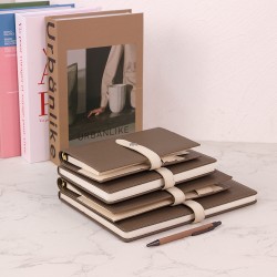 A5 business fashion patchwork loose-leaf notebook with 6-hole metal binder and ivory white inner pages, custom factory-made writing paper.