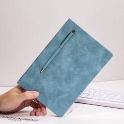 Factory-made A5 notebook set with pen and mounting, pure white offset paper, inner pages with customizable logos and magnetic attachments.