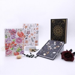 Paper cover with color-printed design, large-format gold-stamped pattern, hardcover, gold-edged interior pages, fresh-looking A5 gift notebook