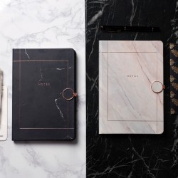 Marble-printed notebook with metal magnetic clasp, leather-bound notebook, creative and simple gift for office diaries
