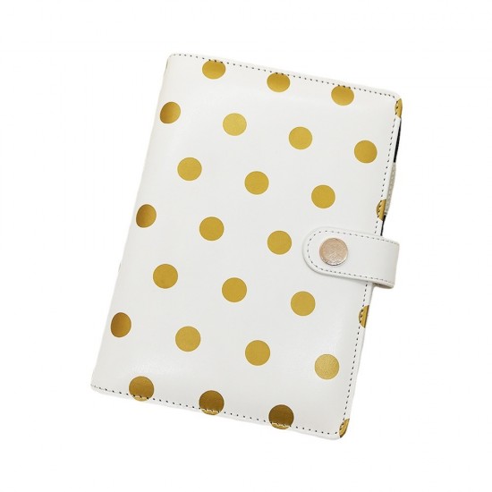 2022 source A6 loose-leaf notebooks, high-quality polka-dot textured PU notebooks with gold clips. 2022 source A6 loose-leaf notebooks, high-quality polka-dot textured PU notebooks with gold clips.