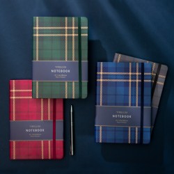 Notebook with a retro, preppy style, A5 thickened student notebook with simple hardcover and lined pages