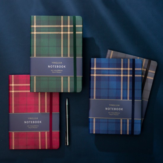 Notebook with a retro, preppy style, A5 thickened student notebook with simple hardcover and lined pages Notebook with a retro, preppy style, A5 thickened student notebook with simple hardcover and lined pages